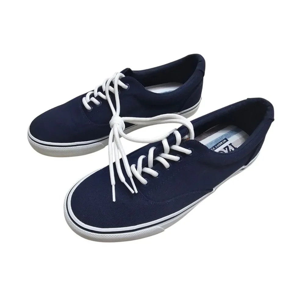 IZOD Men's Rangley Canvas Memory Foam Lace Up Sneaker Navy 8